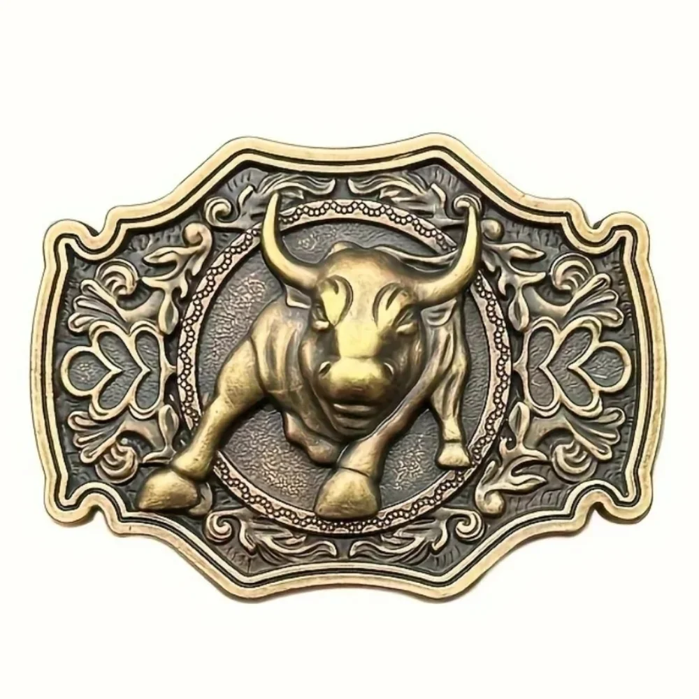 New men's bull rodeo cowboy Western belt buckle